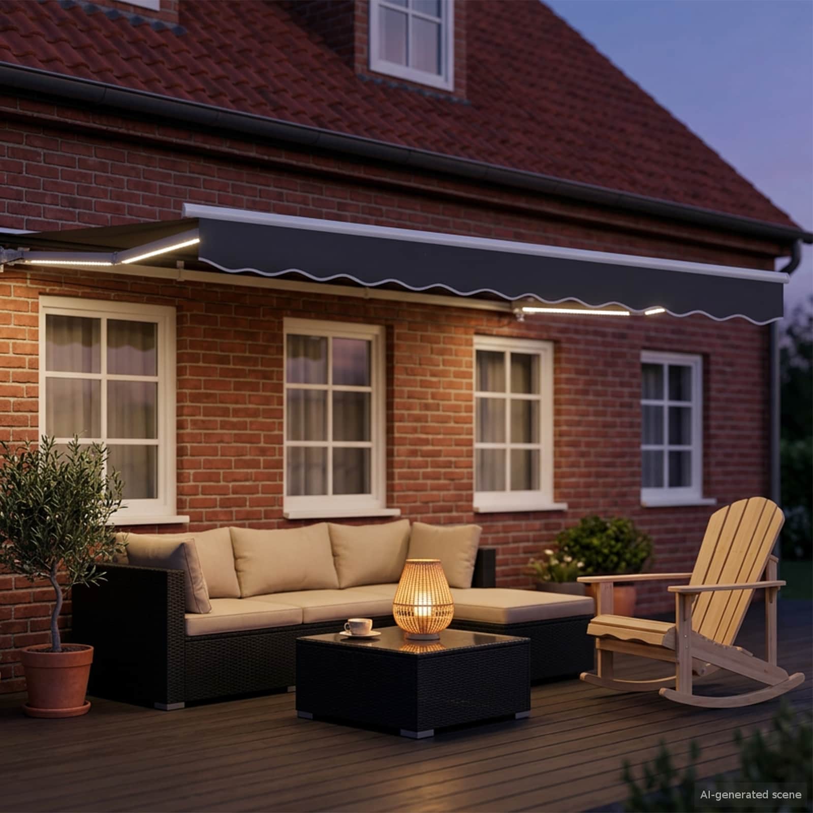 Handmatige Luifelhouder met LED's 3 x 2 m is nu te koop bij PeponiXL, paradijselijk wonen!