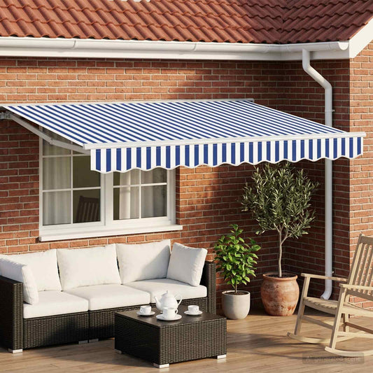 Handmatige Luifelhouder met LED's Blauw en Wit 3,5 x 2 m is nu te koop bij PeponiXL, paradijselijk wonen!