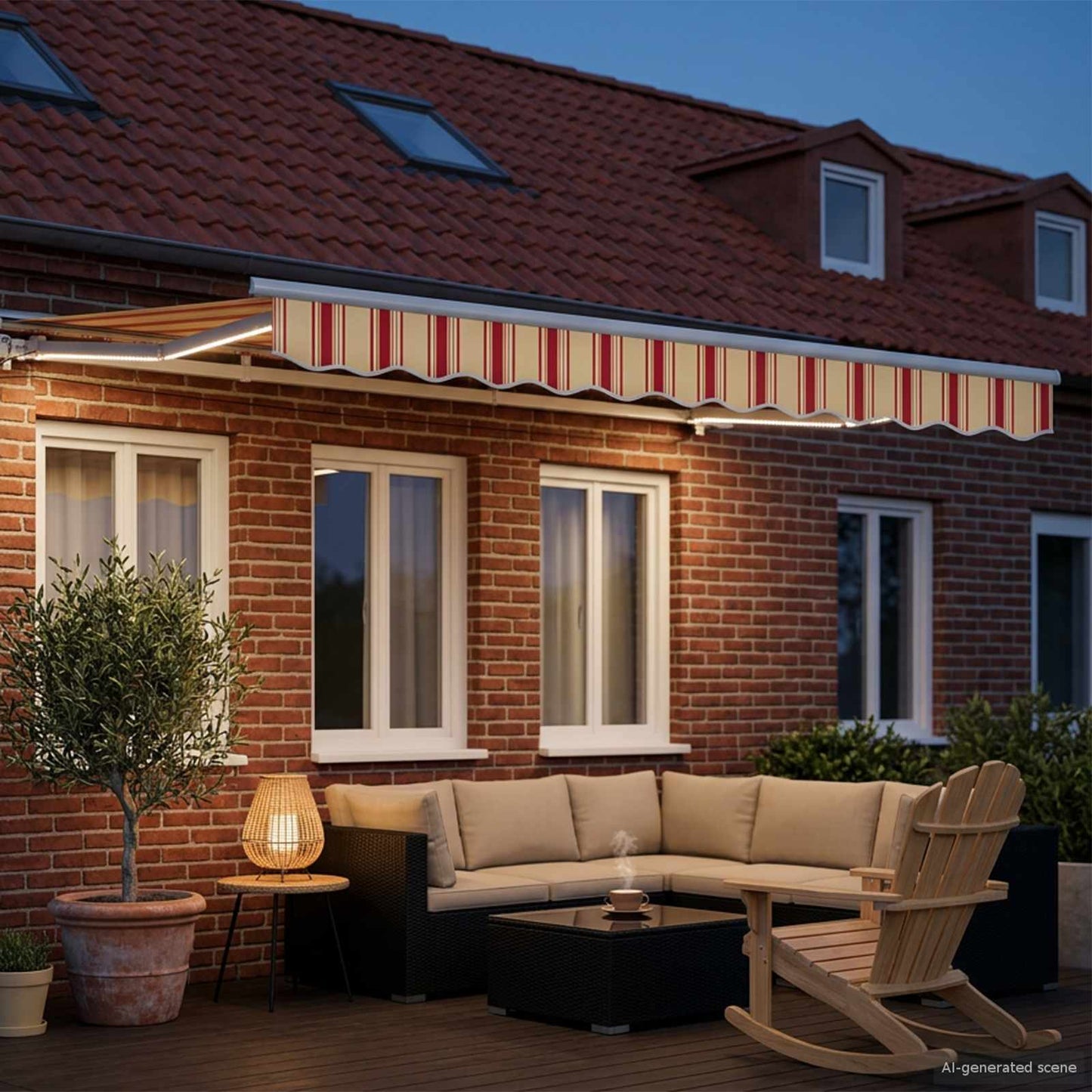 Handmatige Luifelhouder met LED's 3,5 x 2,5 m is nu te koop bij PeponiXL, paradijselijk wonen!