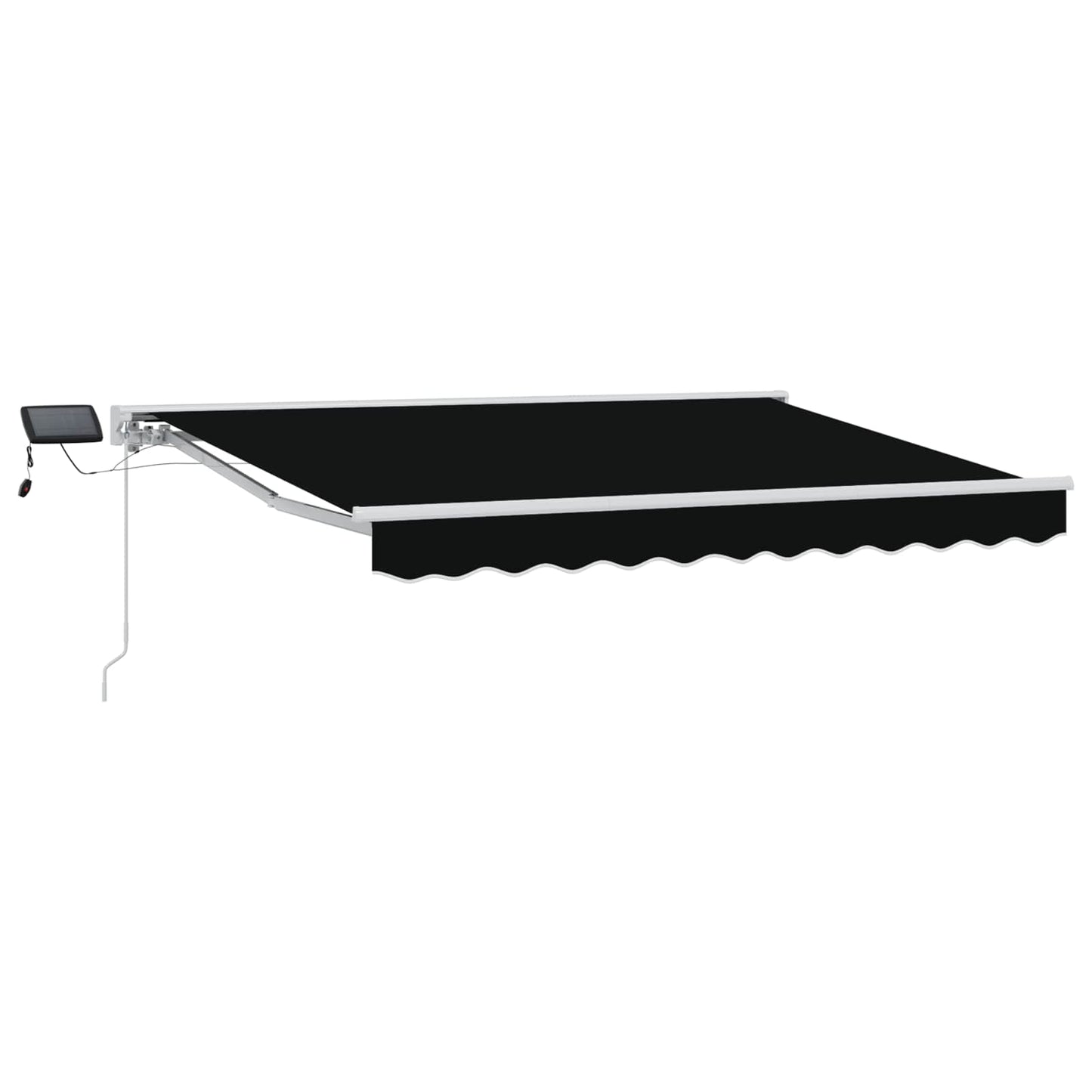 Handmatige Luifelhouder met LED's Zwart en Wit 3,5 x 2,5 m is nu te koop bij PeponiXL, paradijselijk wonen!