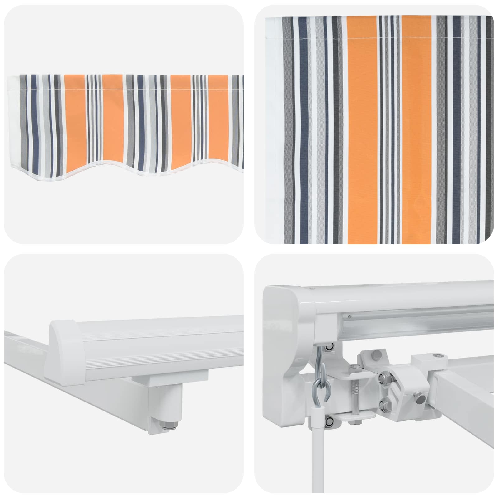Handmatige Luifelhouder met LED's Blauw, Oranje, Wit 4 × 3 m is nu te koop bij PeponiXL, paradijselijk wonen!