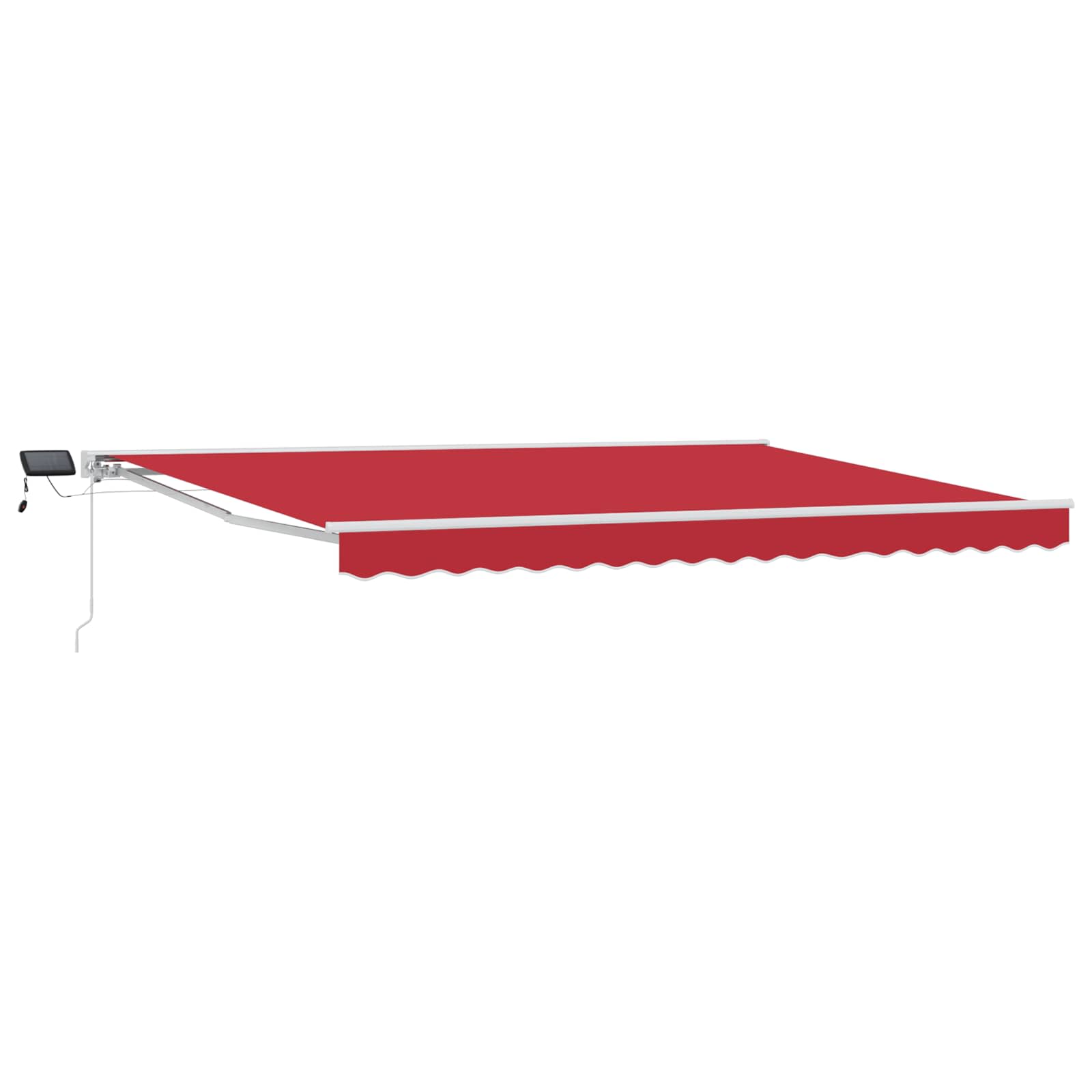 Handmatige Luifelhouder met LED's Rood en Wit 4 × 3 m is nu te koop bij PeponiXL, paradijselijk wonen!