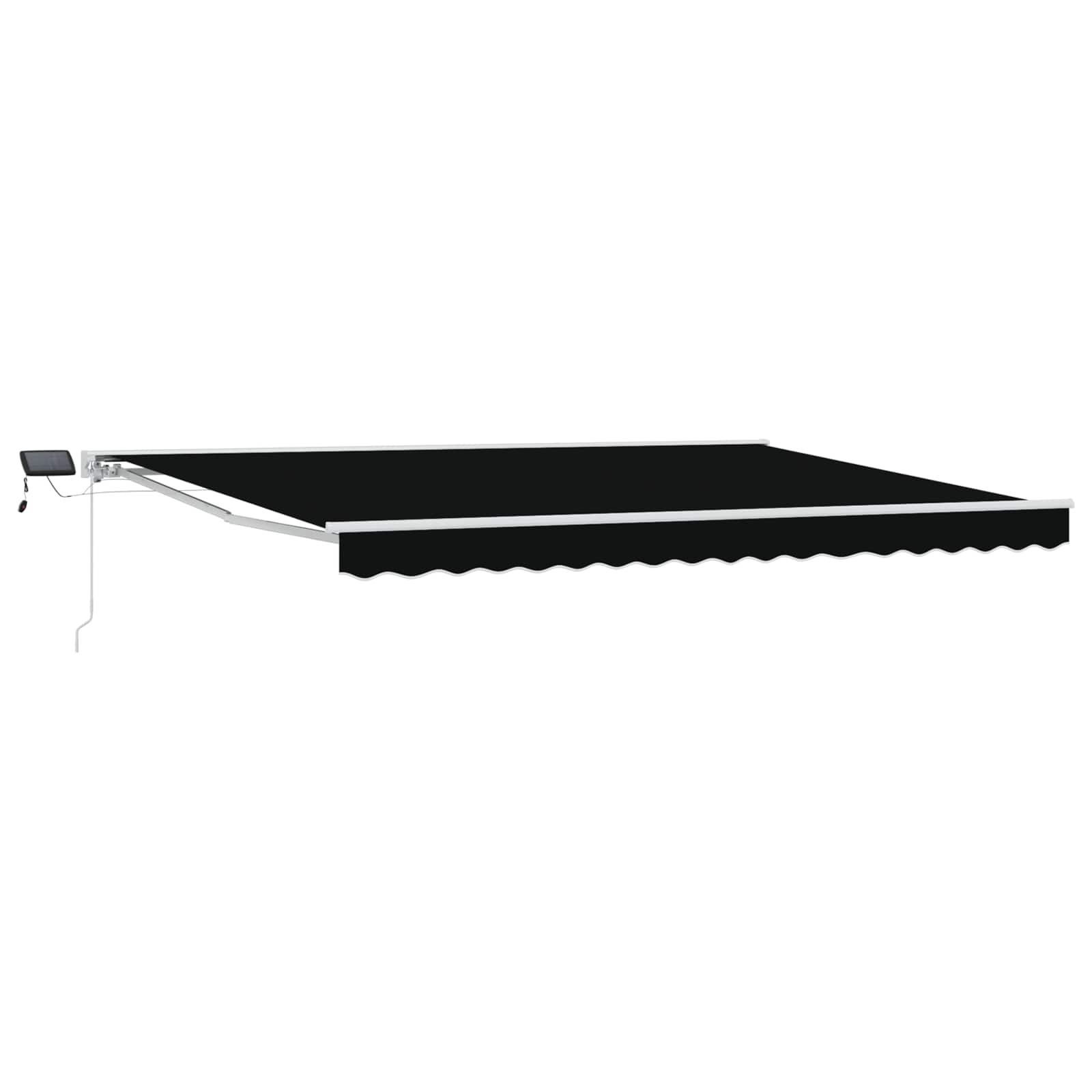 Handmatige Luifelhouder met LED's Zwart en Wit 4 × 3,5 m is nu te koop bij PeponiXL, paradijselijk wonen!