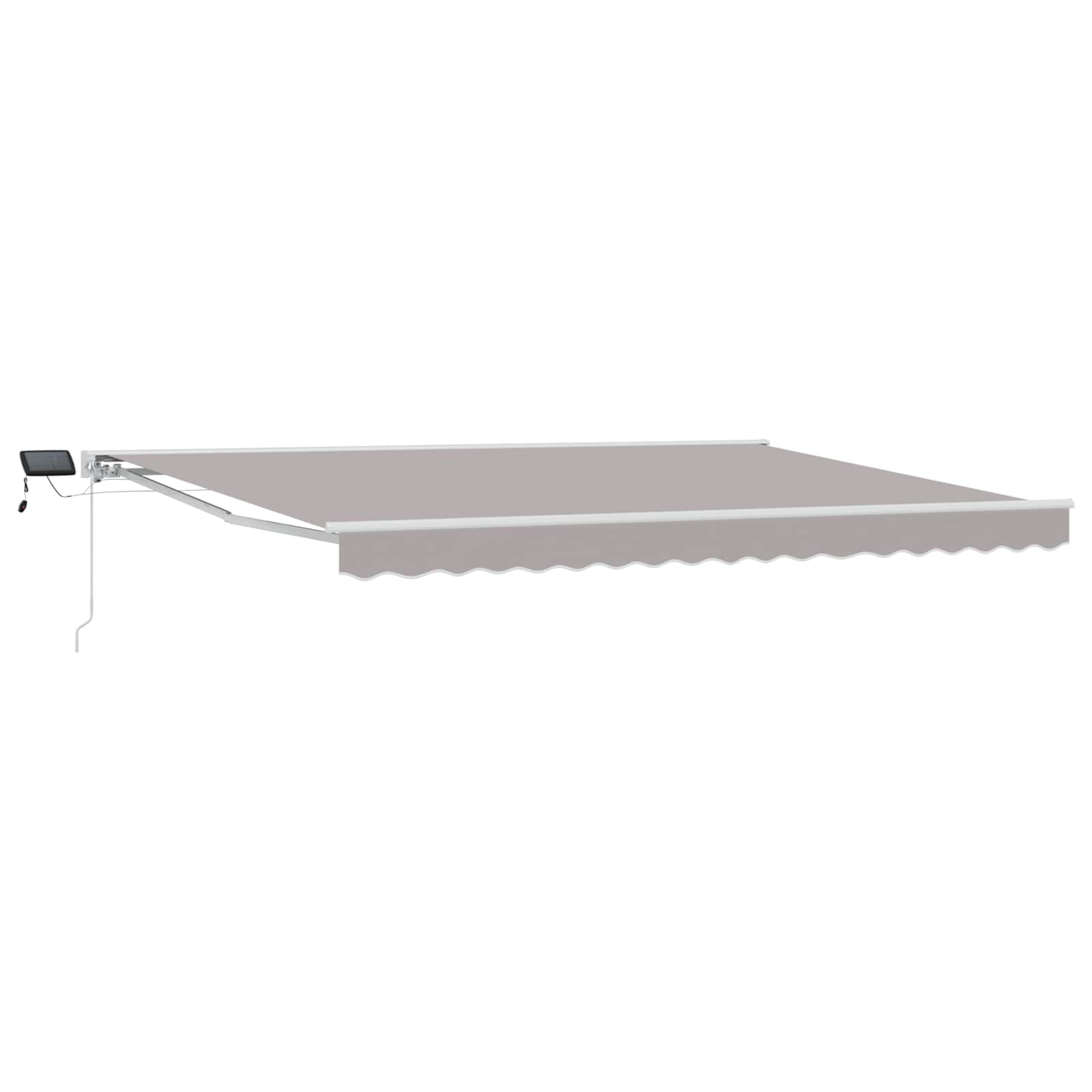 Handmatige Luifelhouder met LED's Lichtgrijs en wit. 4 × 3,5 m is nu te koop bij PeponiXL, paradijselijk wonen!