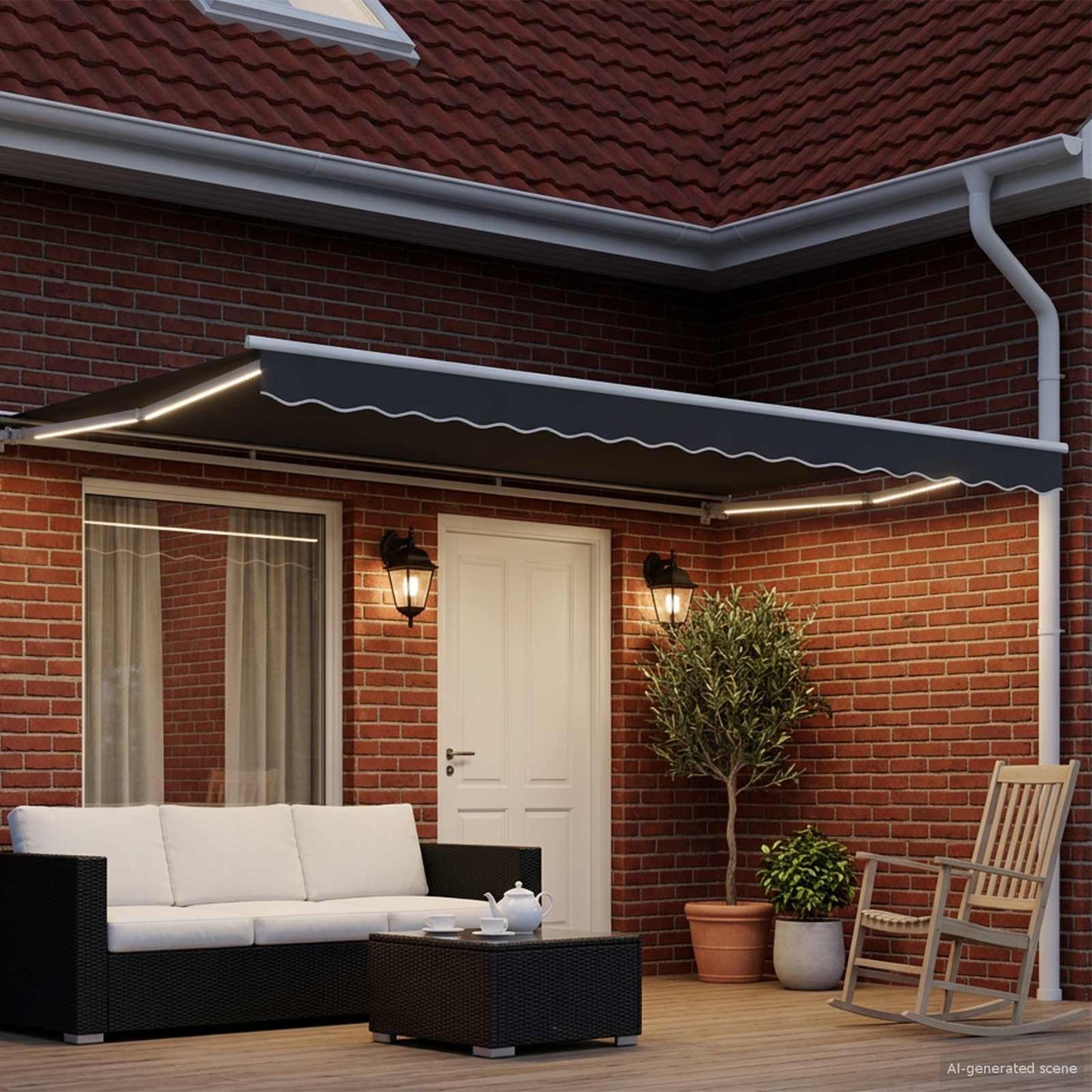 Handmatige Luifelhouder met LED's 4,5 × 3,5 m is nu te koop bij PeponiXL, paradijselijk wonen!