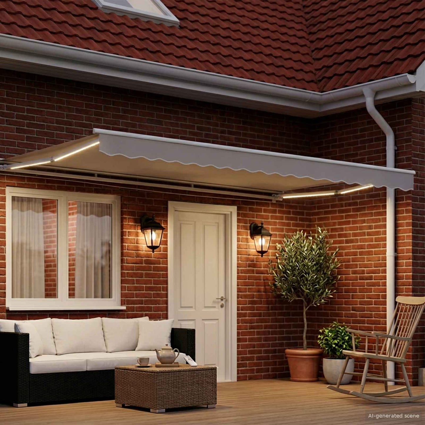 Handmatige Luifelhouder met LED's 4,5 × 3,5 m is nu te koop bij PeponiXL, paradijselijk wonen!