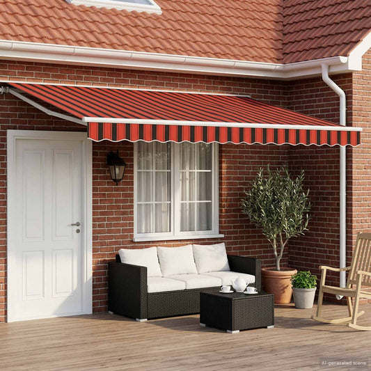 Handmatige Luifelhouder met LED's Oranje, Zwart, Wit 5 x 3 m is nu te koop bij PeponiXL, paradijselijk wonen!
