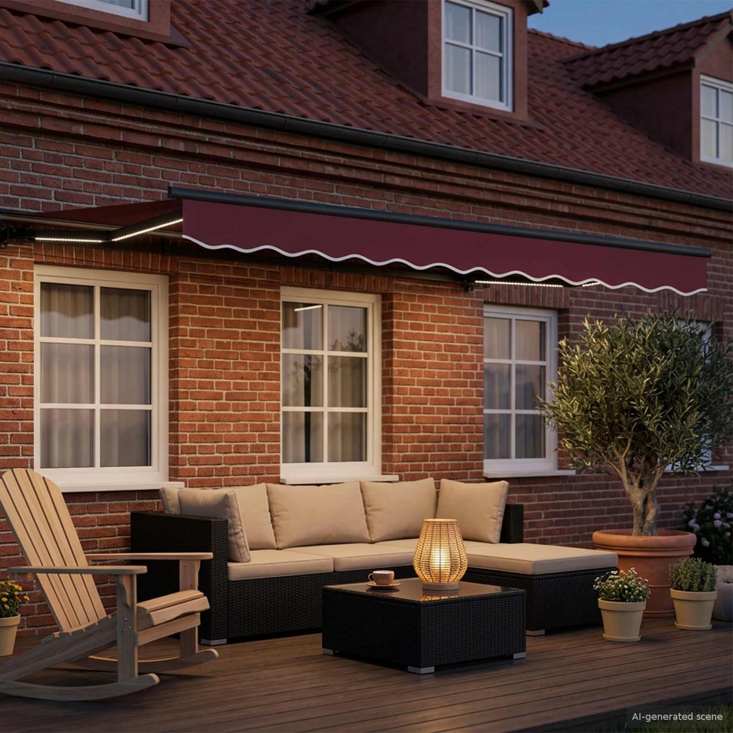 Handmatige Luifelhouder met LED's 3,5 x 2 m is nu te koop bij PeponiXL, paradijselijk wonen!