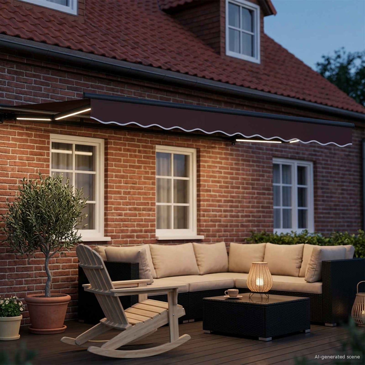 Handmatige Luifelhouder met LED's 3,5 x 2 m is nu te koop bij PeponiXL, paradijselijk wonen!