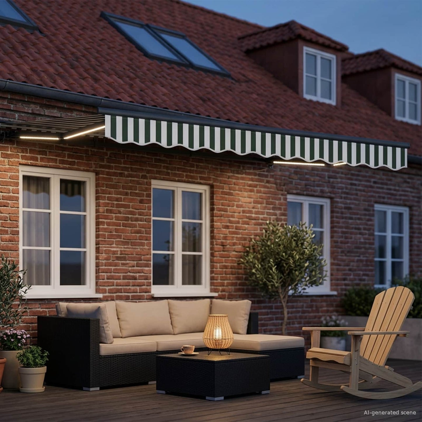 Handmatige Luifelhouder met LED's 3,5 x 2 m is nu te koop bij PeponiXL, paradijselijk wonen!