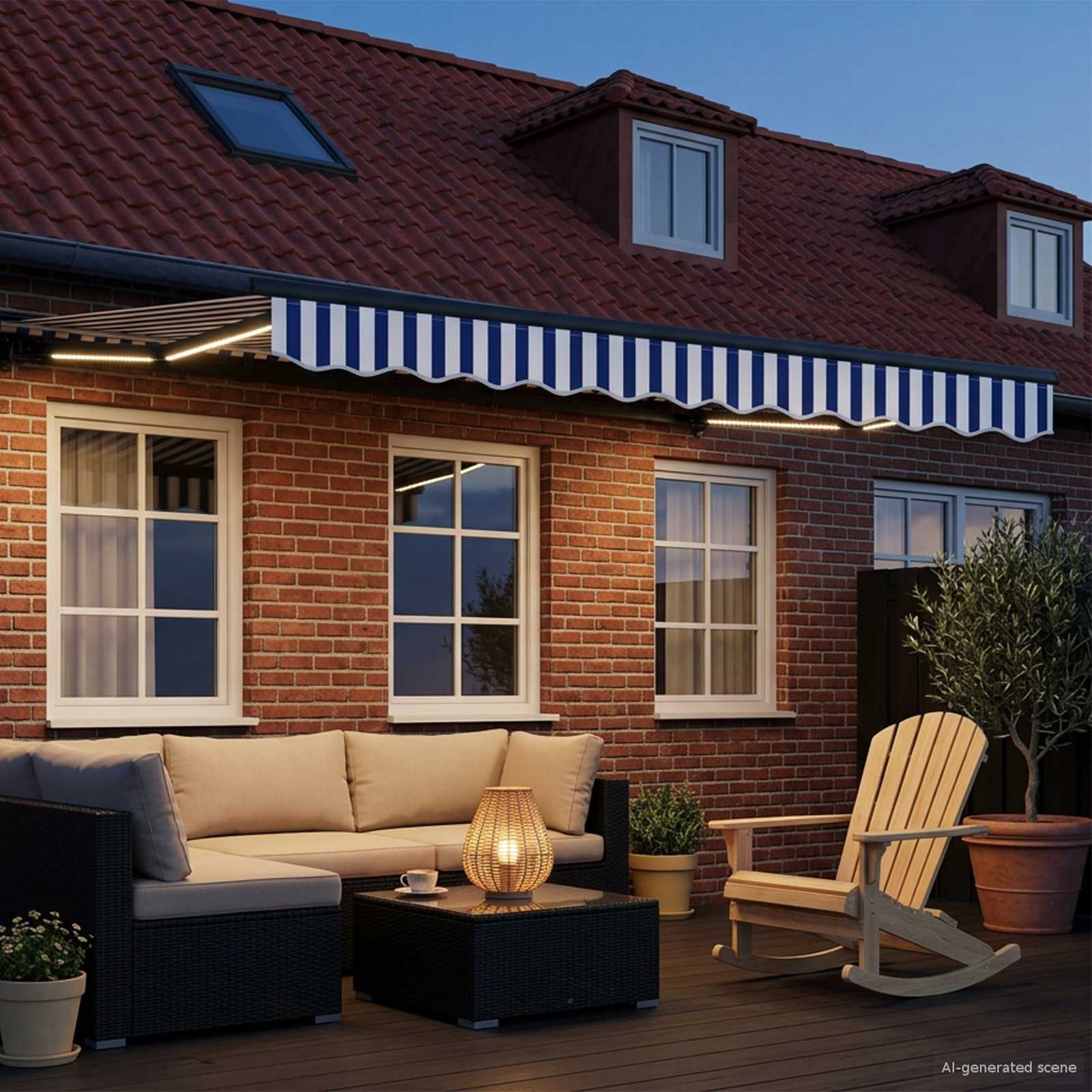 Handmatige Luifelhouder met LED's 3 x 2,5 m is nu te koop bij PeponiXL, paradijselijk wonen!