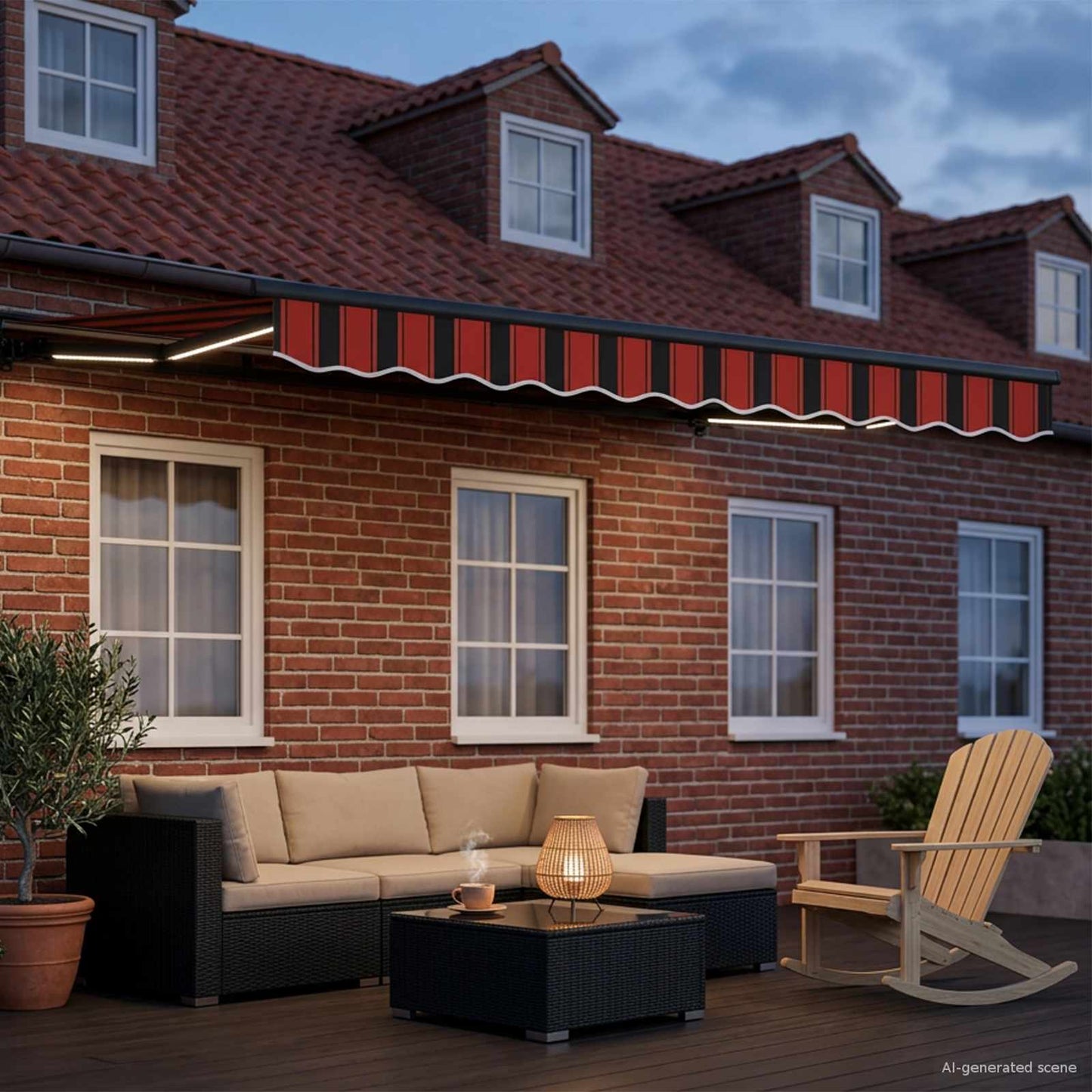 Handmatige Luifelhouder met LED's 3 x 2,5 m is nu te koop bij PeponiXL, paradijselijk wonen!