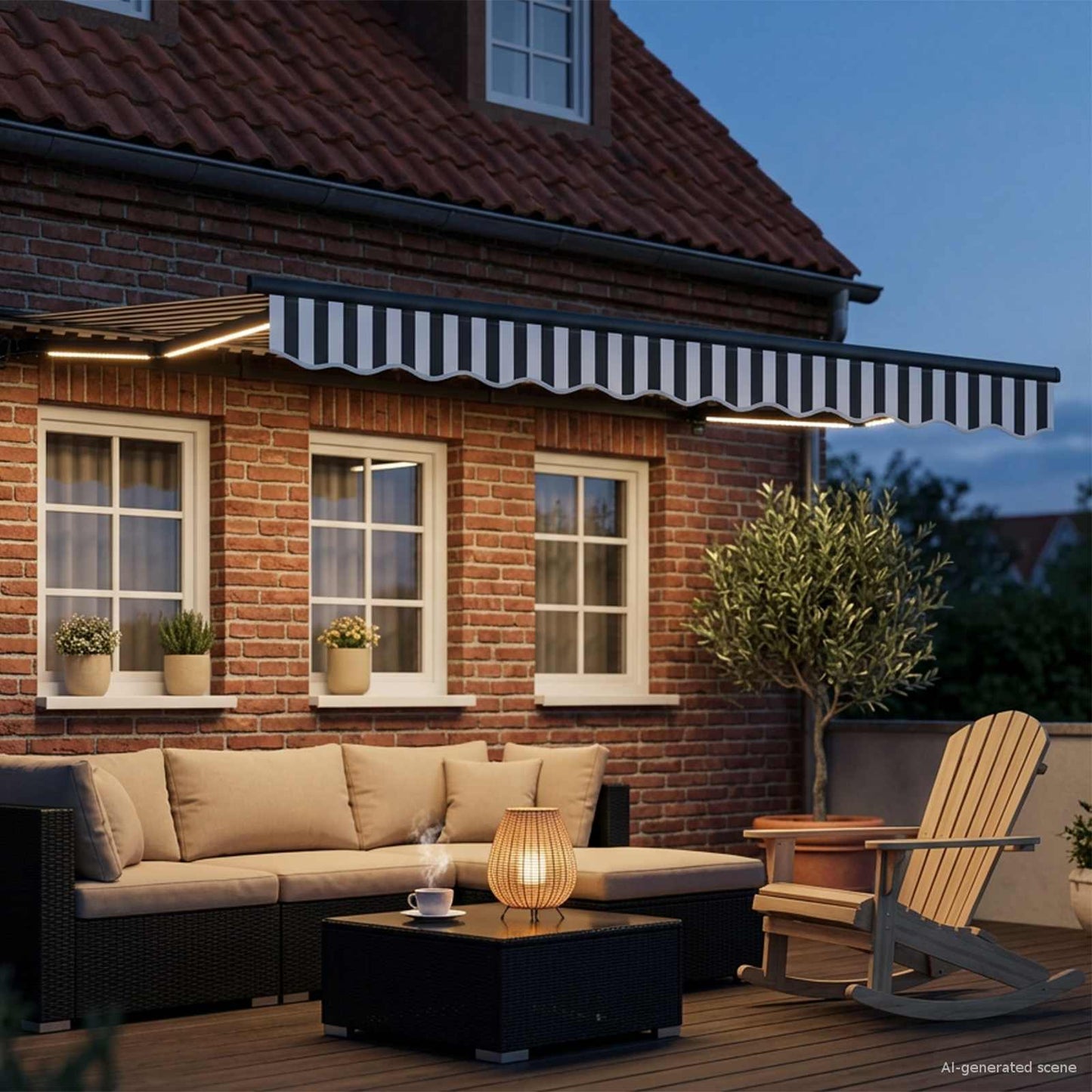 Handmatige Luifelhouder met LED's Antraciet en Wit 3 x 2,5 m is nu te koop bij PeponiXL, paradijselijk wonen!