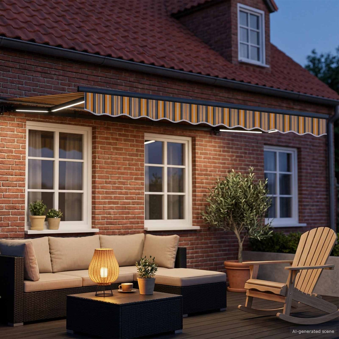 Handmatige Luifelhouder met LED's 3 x 2,5 m is nu te koop bij PeponiXL, paradijselijk wonen!