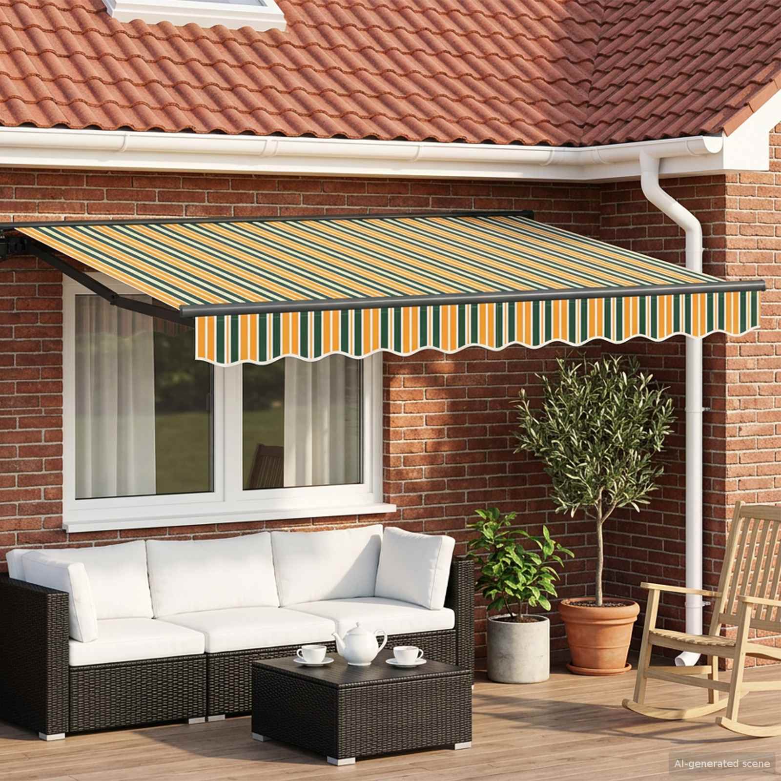 Handmatige Luifelhouder met LED's 3 x 2,5 m is nu te koop bij PeponiXL, paradijselijk wonen!