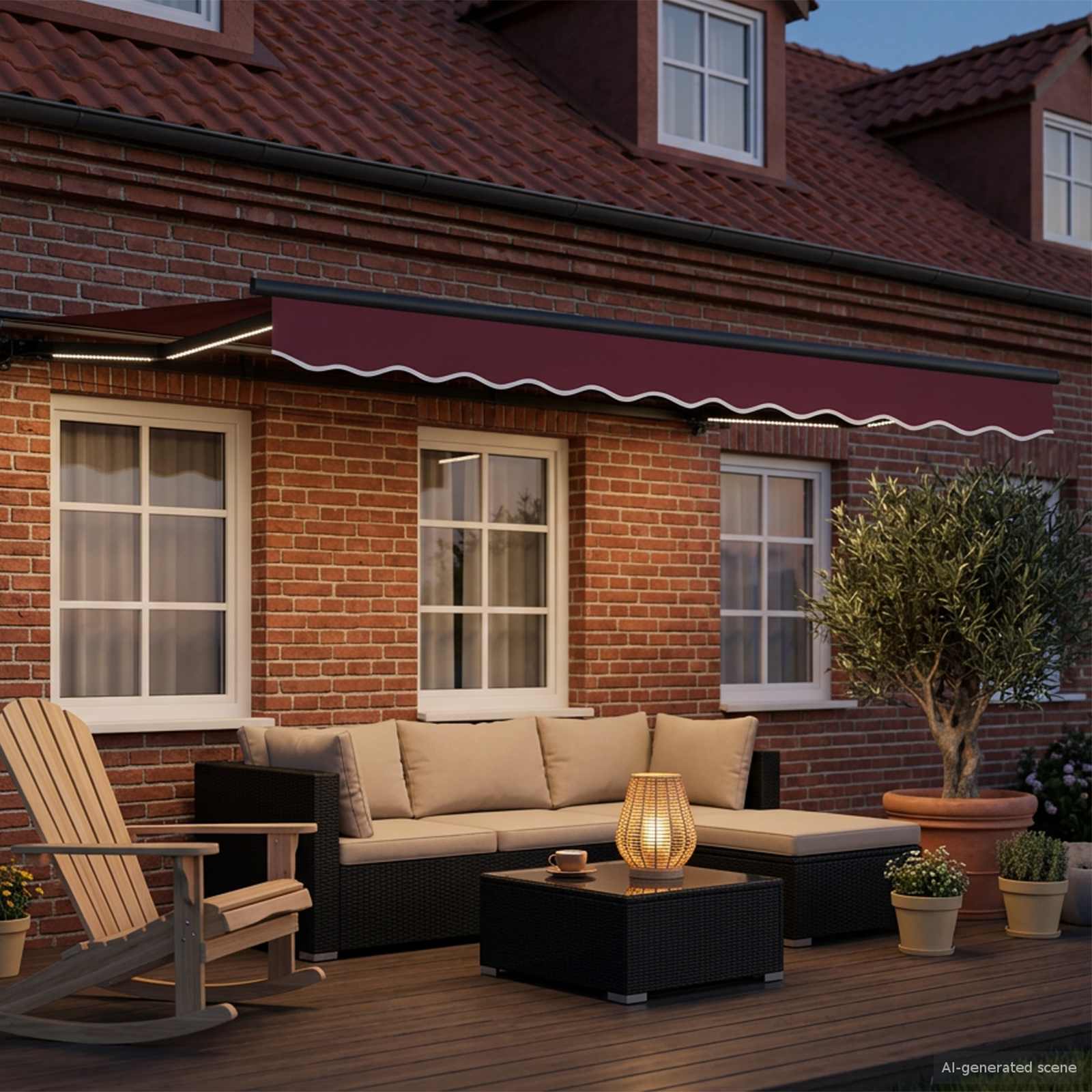 Handmatige Luifelhouder met LED's 3,5 x 2,5 m is nu te koop bij PeponiXL, paradijselijk wonen!