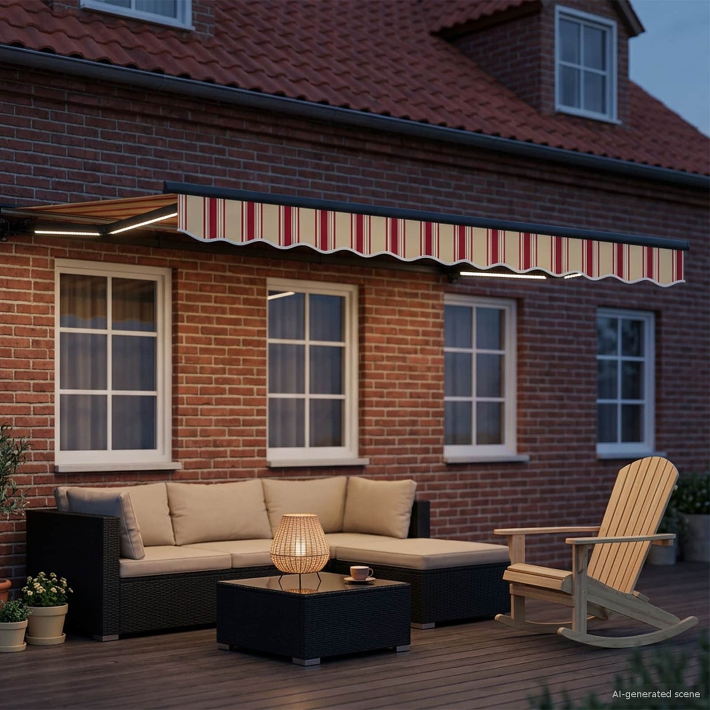 Handmatige Luifelhouder met LED's 3,5 x 2,5 m is nu te koop bij PeponiXL, paradijselijk wonen!