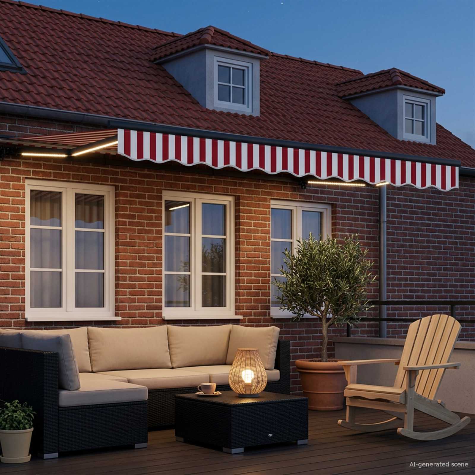 Handmatige Luifelhouder met LED's 3,5 x 2,5 m is nu te koop bij PeponiXL, paradijselijk wonen!