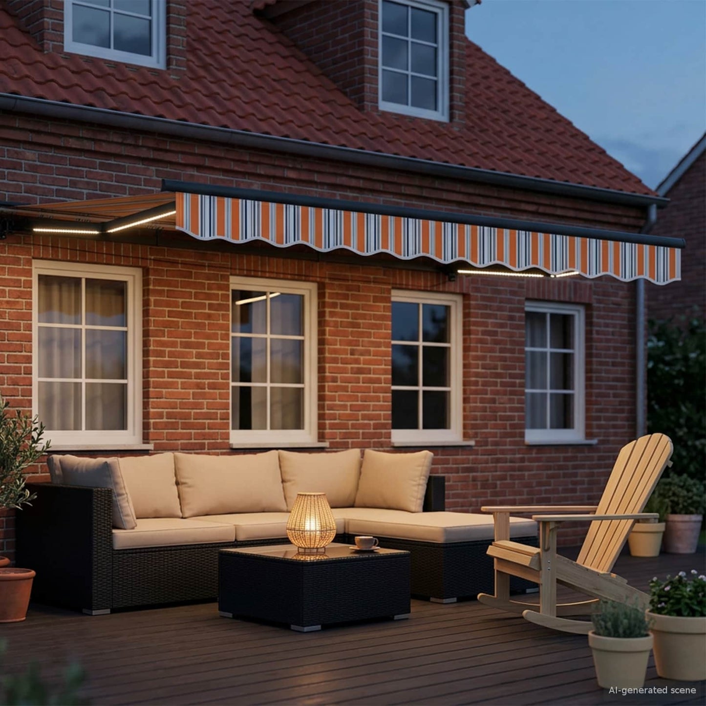 Handmatige Luifelhouder met LED's 3,5 x 2,5 m is nu te koop bij PeponiXL, paradijselijk wonen!