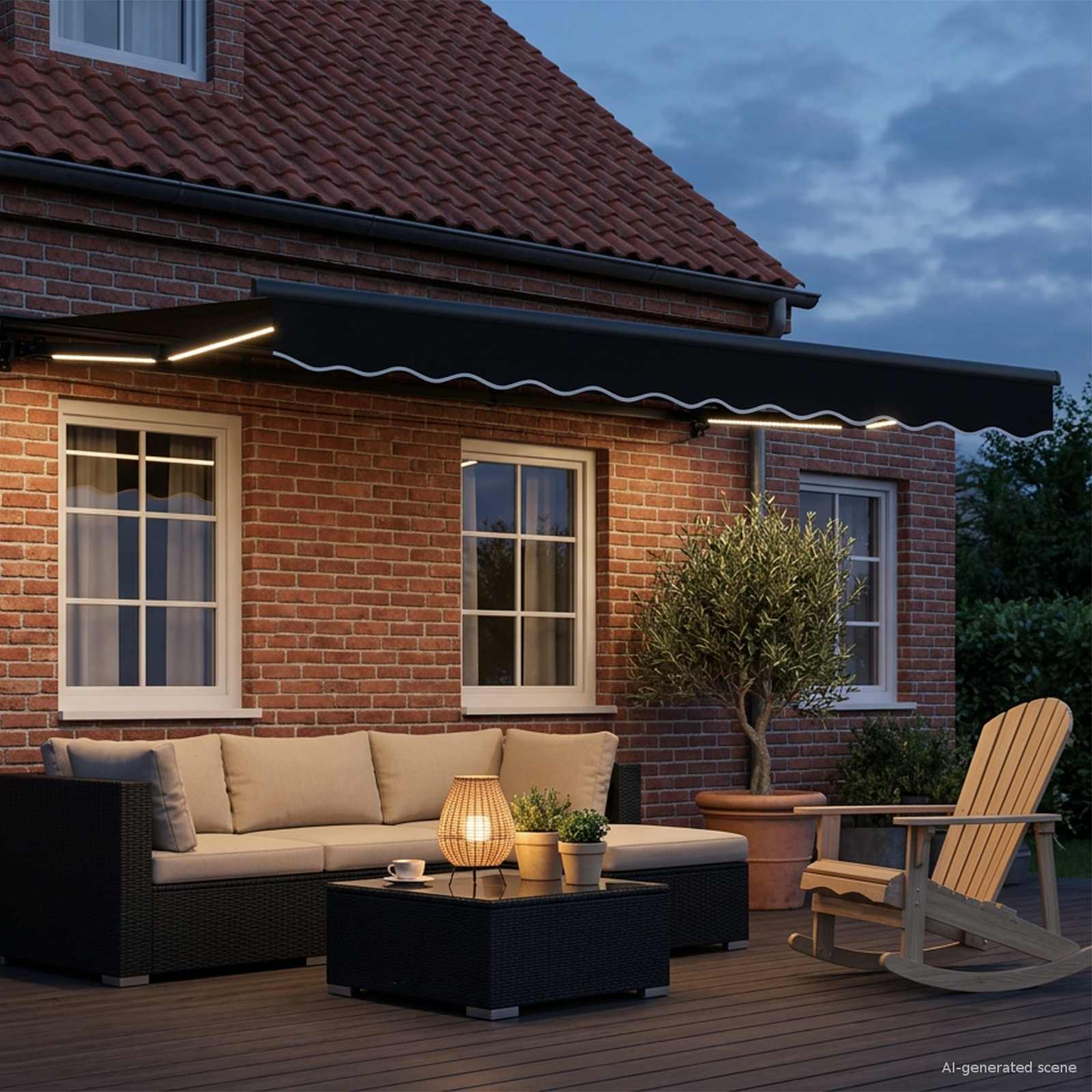 Handmatige Luifelhouder met LED's 3,5 x 2,5 m is nu te koop bij PeponiXL, paradijselijk wonen!