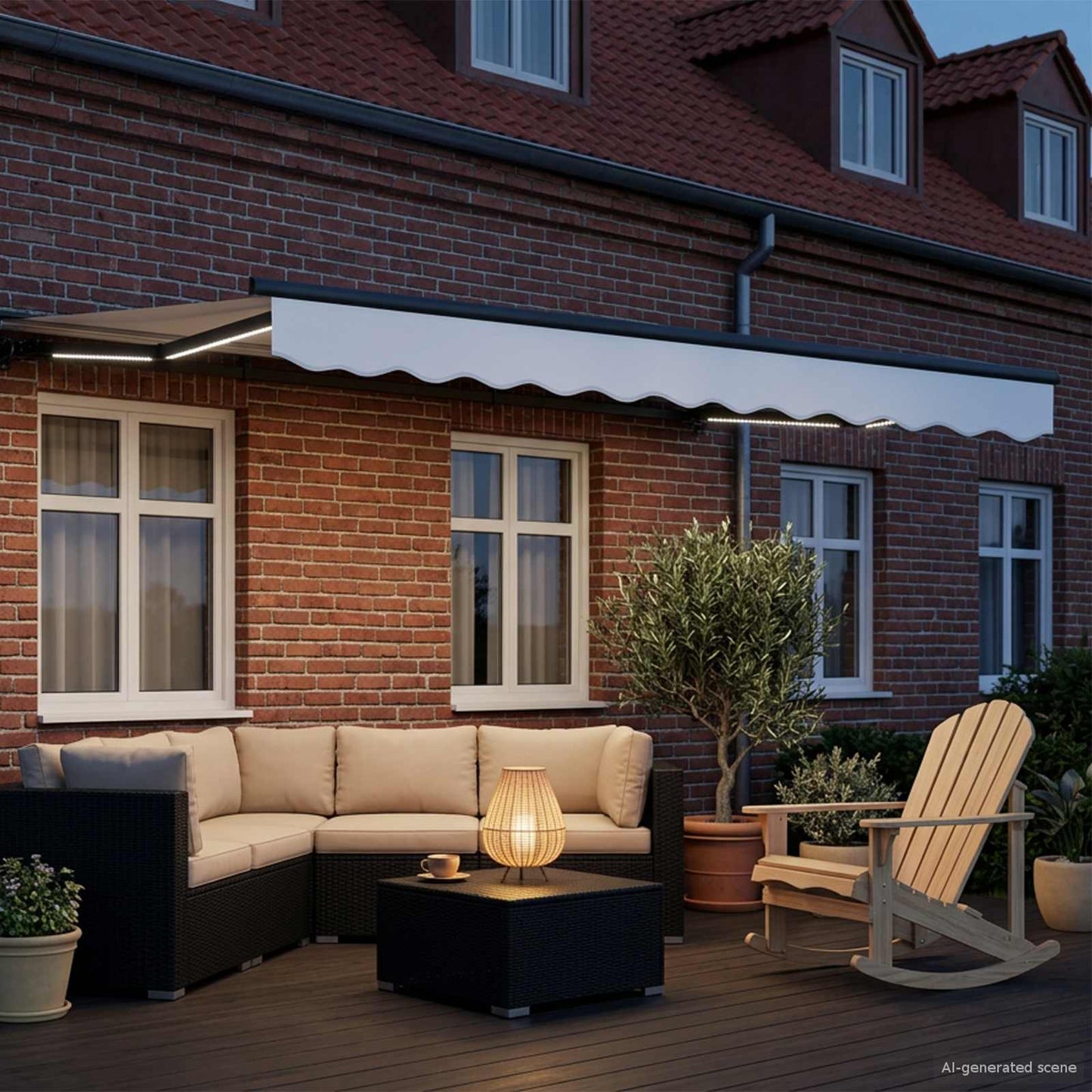 Handmatige Luifelhouder met LED's 3,5 x 2,5 m is nu te koop bij PeponiXL, paradijselijk wonen!