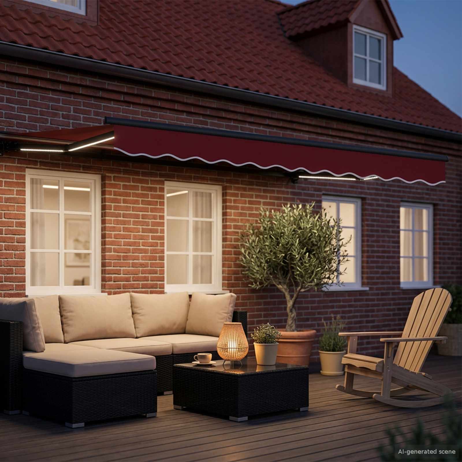 Handmatige Luifelhouder met LED's 3,5 x 2,5 m is nu te koop bij PeponiXL, paradijselijk wonen!