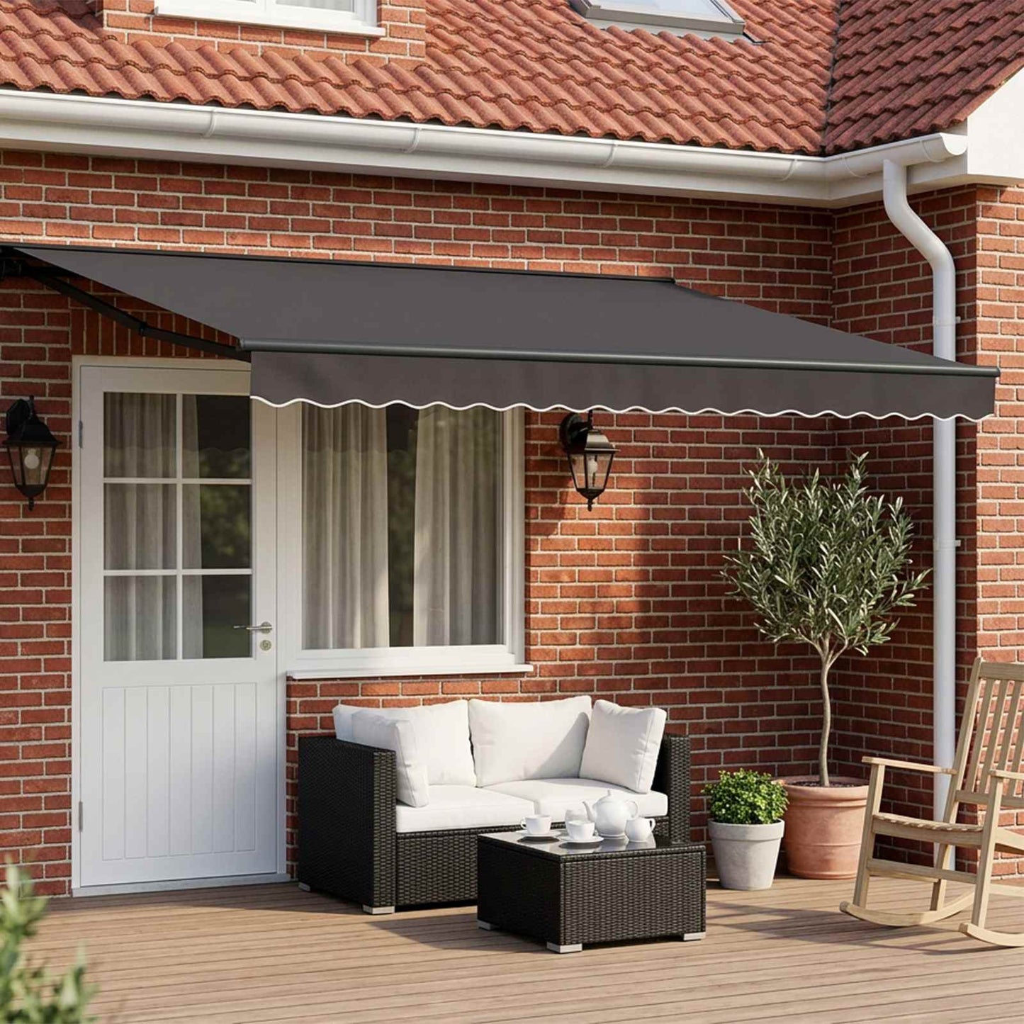 Handmatige Luifelhouder met LED's Antraciet 5 × 3,5 m is nu te koop bij PeponiXL, paradijselijk wonen!