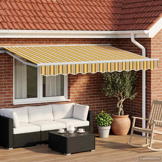Elektrisch Uittrekbaar Zonnescherm Geel, Grijs en Wit 3 x 2,5 m is nu te koop bij PeponiXL, paradijselijk wonen!