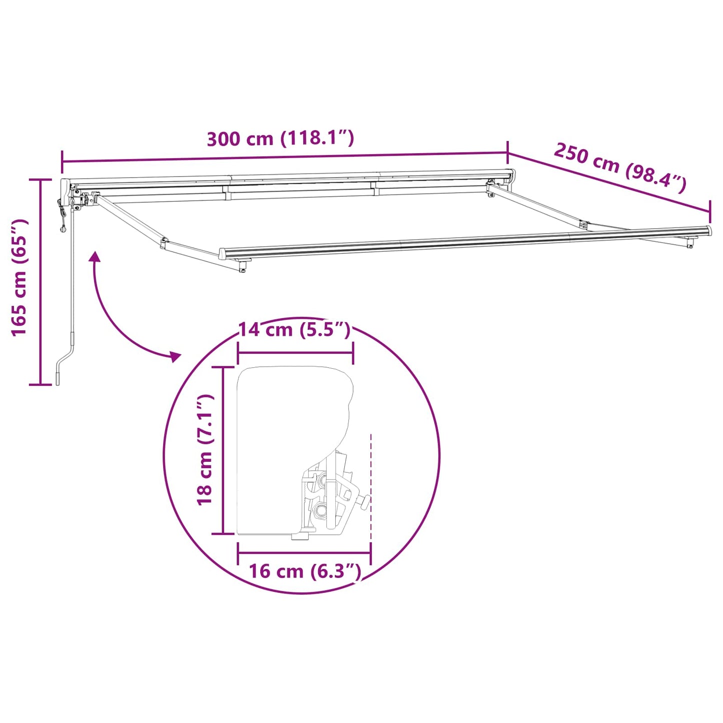 Elektrisch Uittrekbaar Zonnescherm Lichtgrijs 3 x 2,5 m is nu te koop bij PeponiXL, paradijselijk wonen!