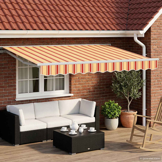 Elektrisch Uittrekbaar Zonnescherm Geel en Oranje 3,5 x 2,5 m is nu te koop bij PeponiXL, paradijselijk wonen!