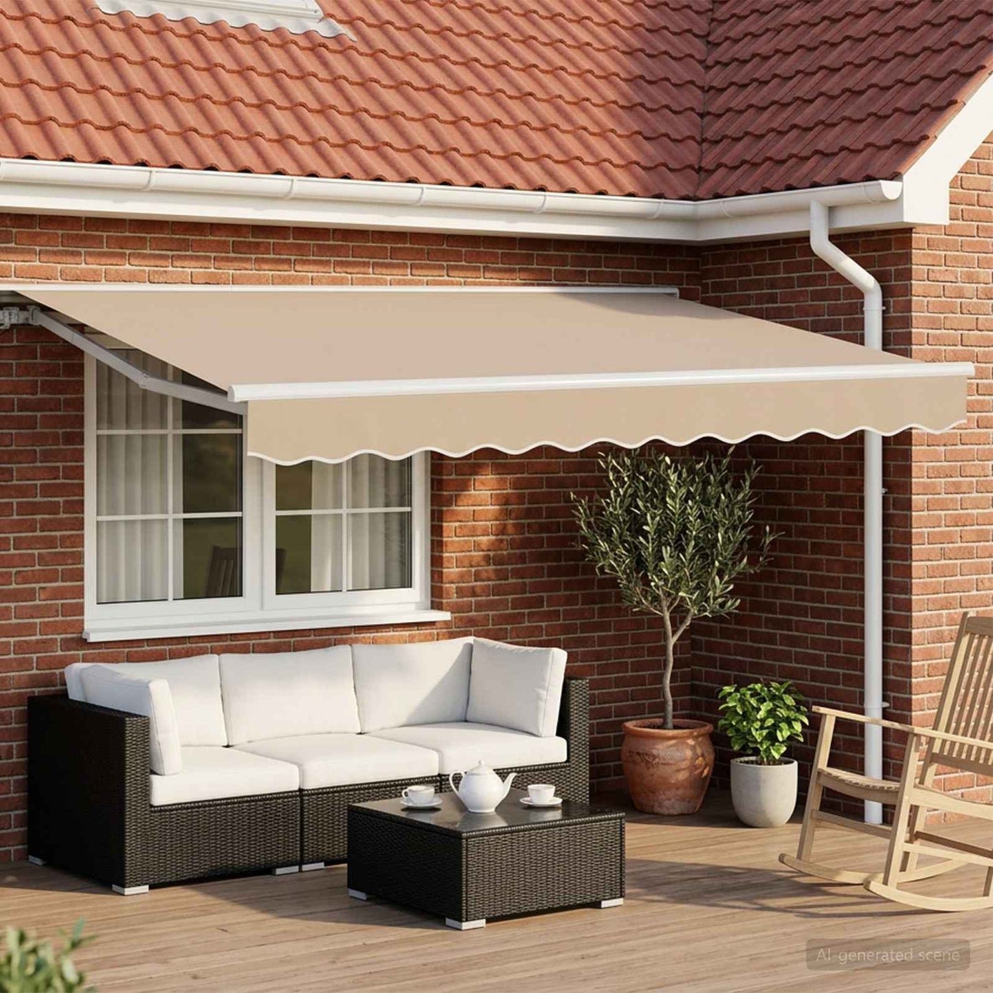 Elektrisch Uittrekbaar Zonnescherm Beige 3,5 x 2,5 m is nu te koop bij PeponiXL, paradijselijk wonen!