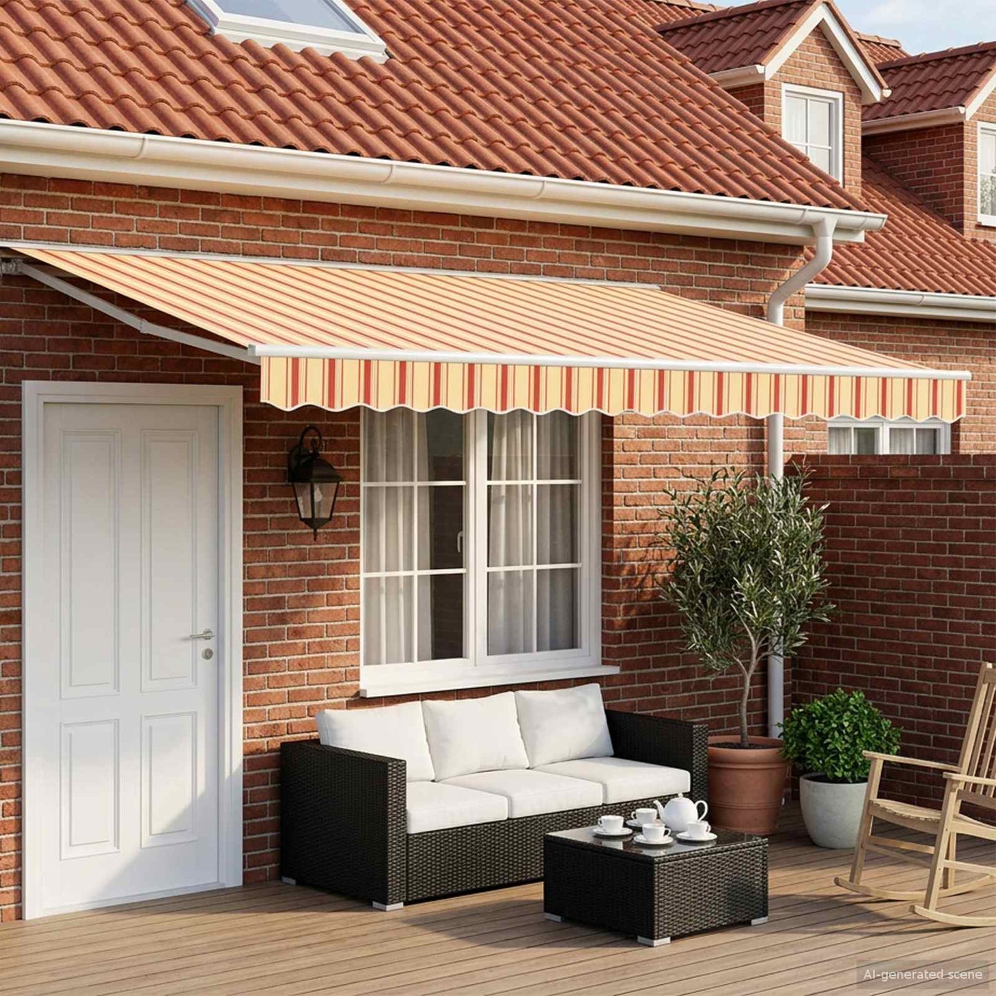 Elektrisch Uittrekbaar Zonnescherm Geel en Oranje 5 x 3 m is nu te koop bij PeponiXL, paradijselijk wonen!