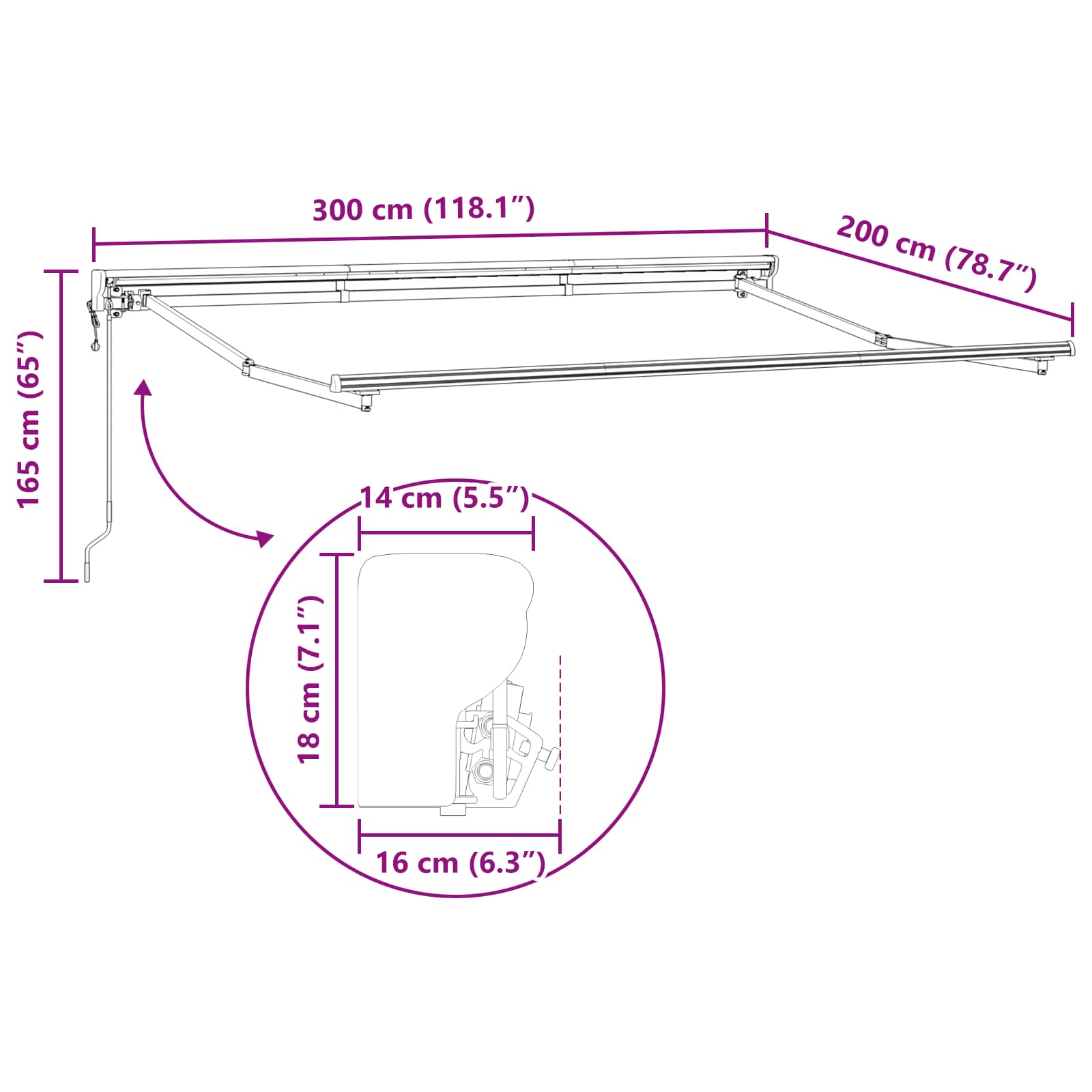 Elektrisch Uittrekbaar Zonnescherm Bordeauxrood 3 x 2 m is nu te koop bij PeponiXL, paradijselijk wonen!