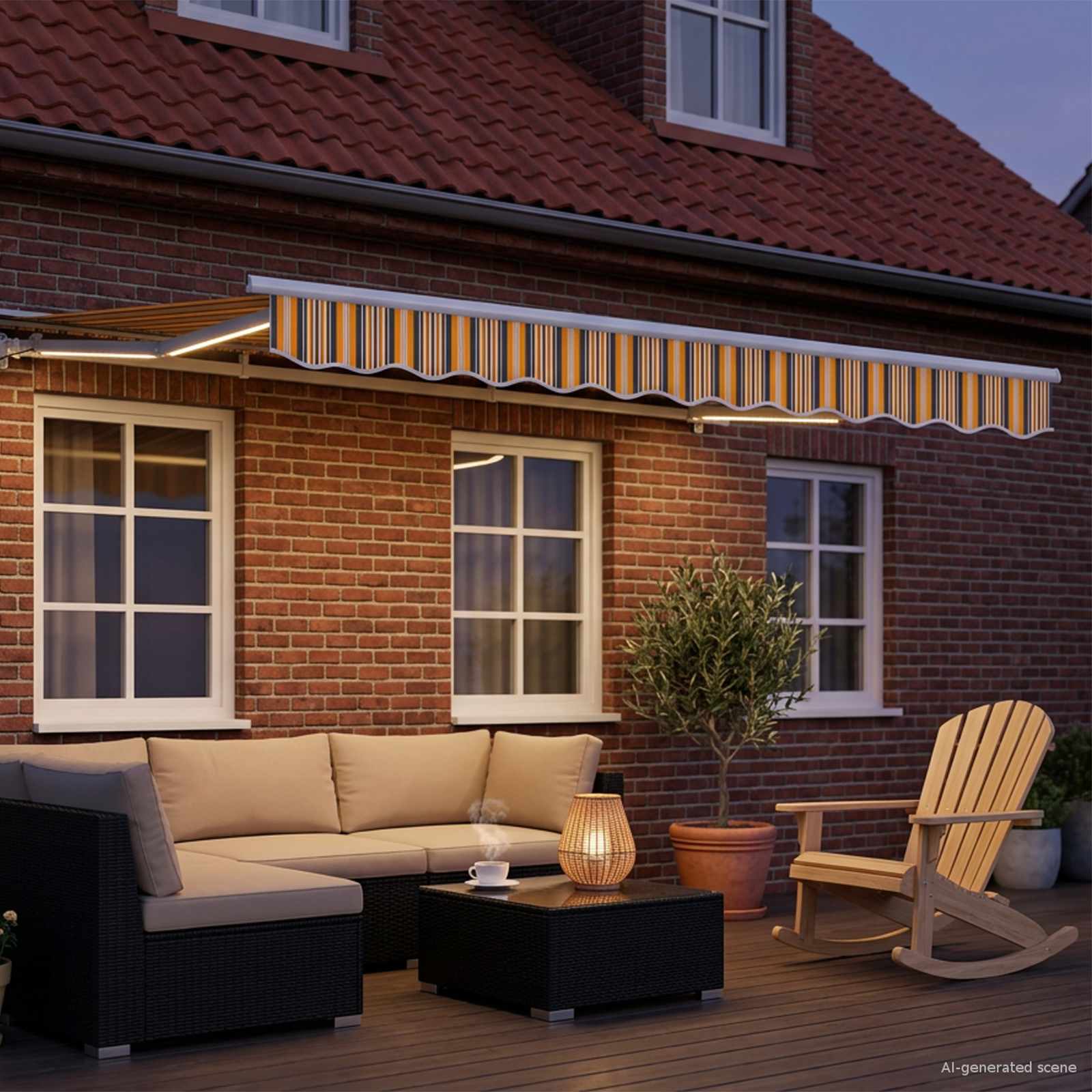 Elektrisch Uittrekbaar Zonnescherm Geel, Grijs en Wit 2,5 x 2 m is nu te koop bij PeponiXL, paradijselijk wonen!