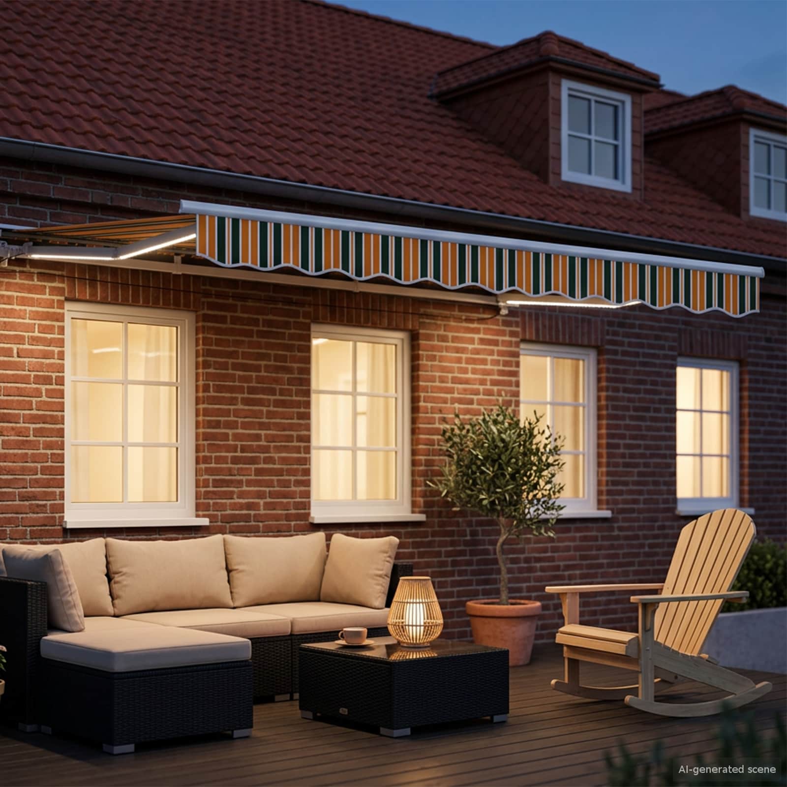 Elektrisch Uittrekbaar Zonnescherm Groen, Geel, Wit 3,5 x 2,5 m is nu te koop bij PeponiXL, paradijselijk wonen!