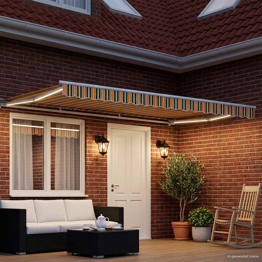 Elektrisch Uittrekbaar Zonnescherm Groen, Geel, Wit 5 x 3 m is nu te koop bij PeponiXL, paradijselijk wonen!