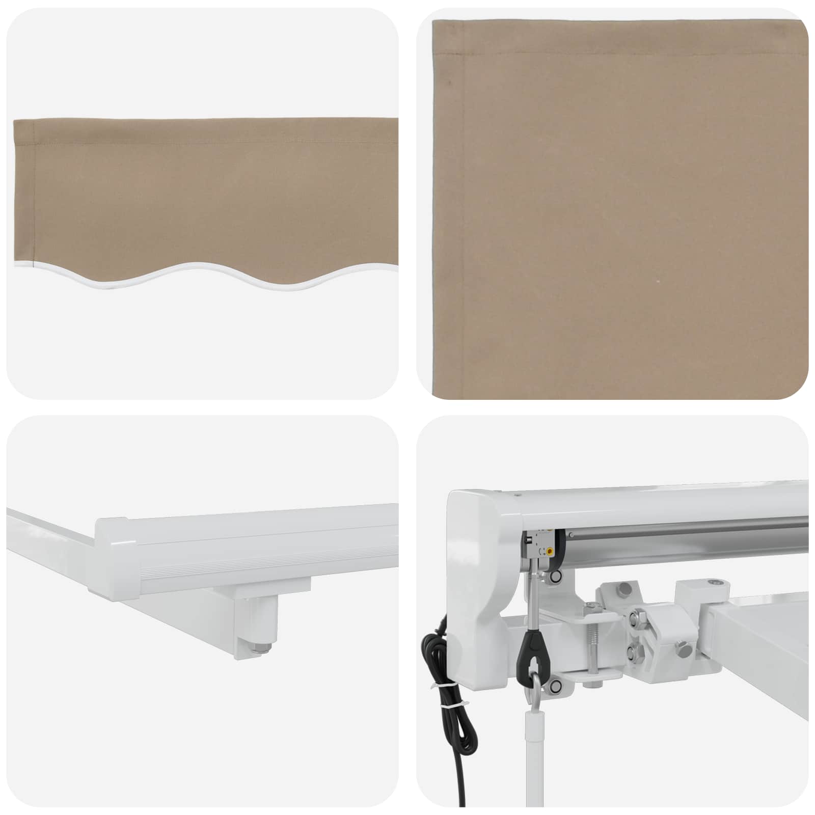 Elektrisch Uittrekbaar Zonnescherm Beige en Wit 4 × 3 m is nu te koop bij PeponiXL, paradijselijk wonen!