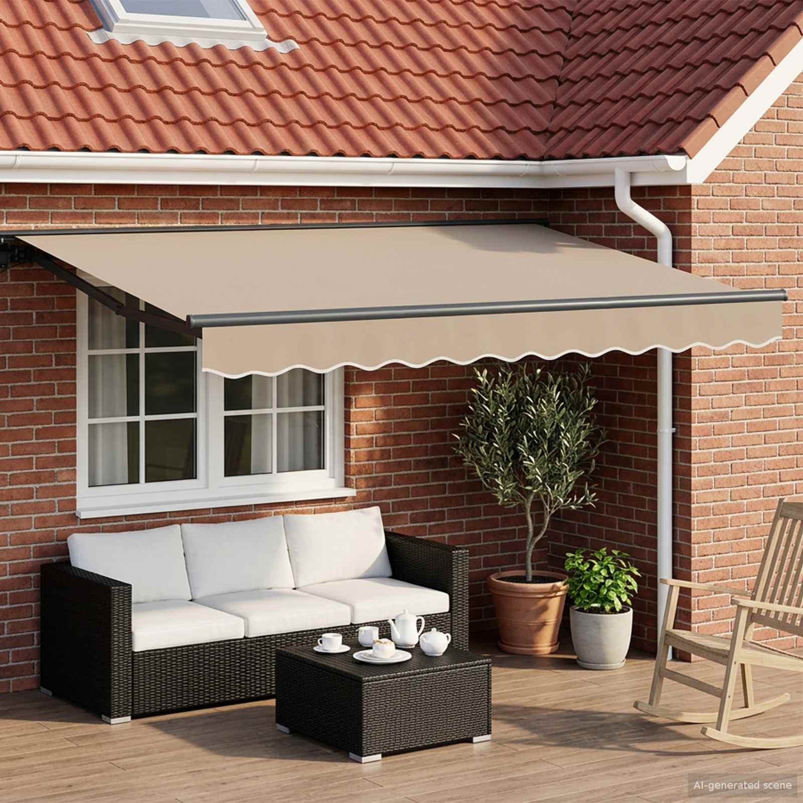 Elektrisch Uittrekbaar Zonnescherm Beige en Antraciet 3 x 2 m is nu te koop bij PeponiXL, paradijselijk wonen!