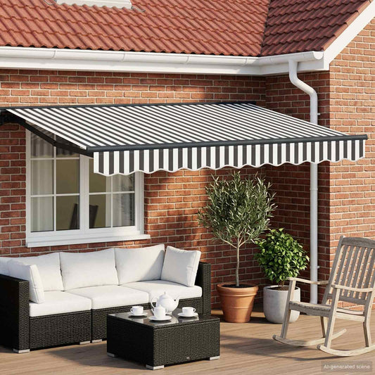Elektrisch Uittrekbaar Zonnescherm Antraciet en Wit 3,5 x 2,5 m is nu te koop bij PeponiXL, paradijselijk wonen!