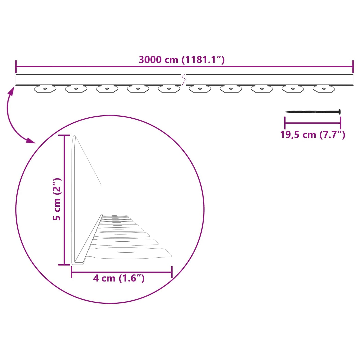 Gazonranden Zwart 3000 x 4 x 5 cm Kunststof is nu te koop bij PeponiXL, paradijselijk wonen!