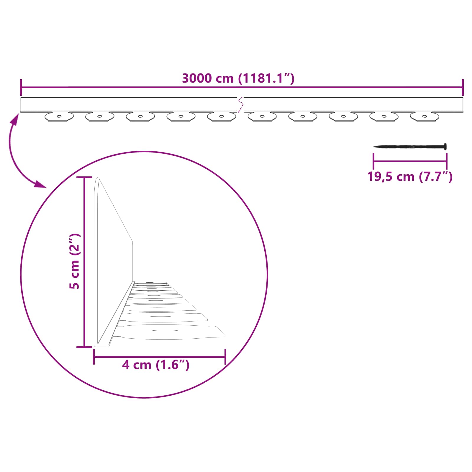 Gazonranden Zwart 3000 x 4 x 5 cm Kunststof is nu te koop bij PeponiXL, paradijselijk wonen!