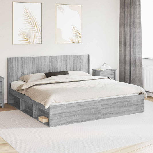 Hoofdbord Grijs Sonoma Bewerkt hout is nu te koop bij PeponiXL, paradijselijk wonen!