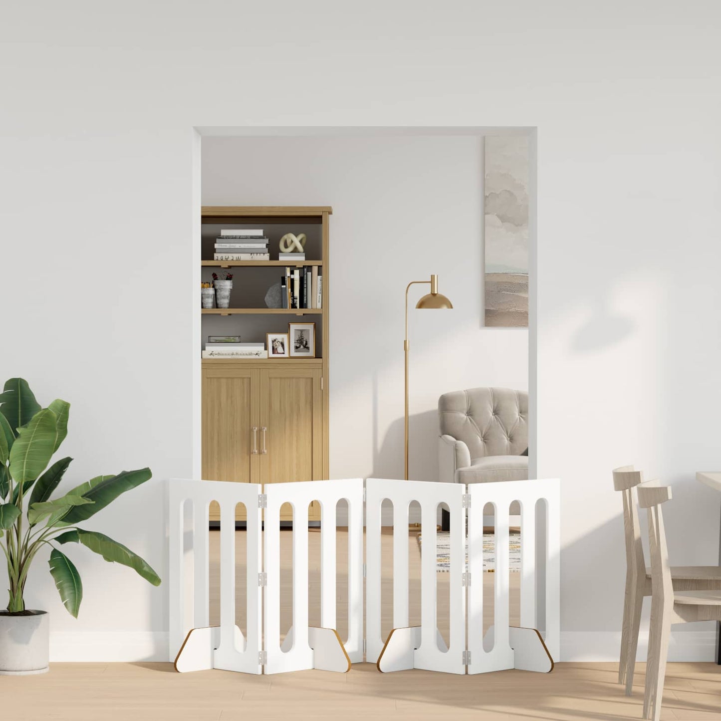 Opvouwbaar huisdierhek 4 pcs Wit 201 x 38 x 70 cm is nu te koop bij PeponiXL, paradijselijk wonen!