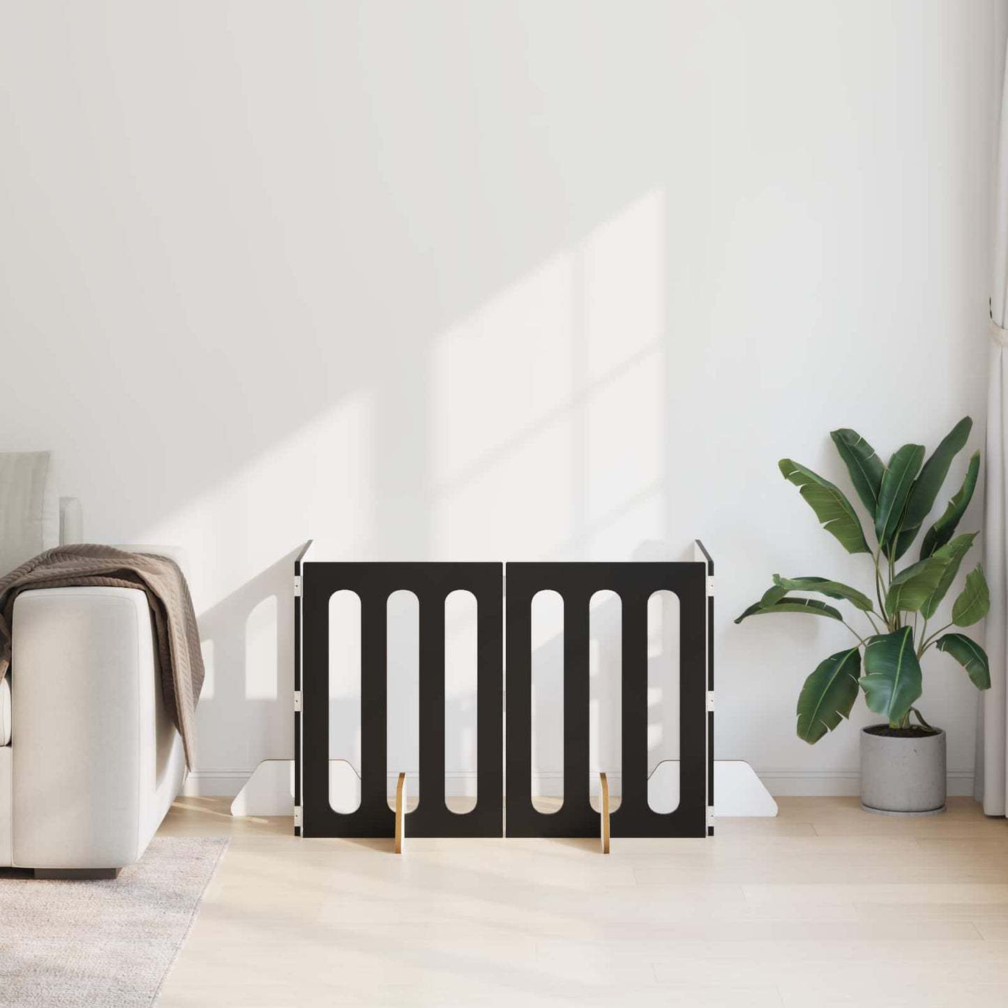 Opvouwbaar huisdierhek 4 pcs Zwarte Eik 201 x 38 x 70 cm is nu te koop bij PeponiXL, paradijselijk wonen!