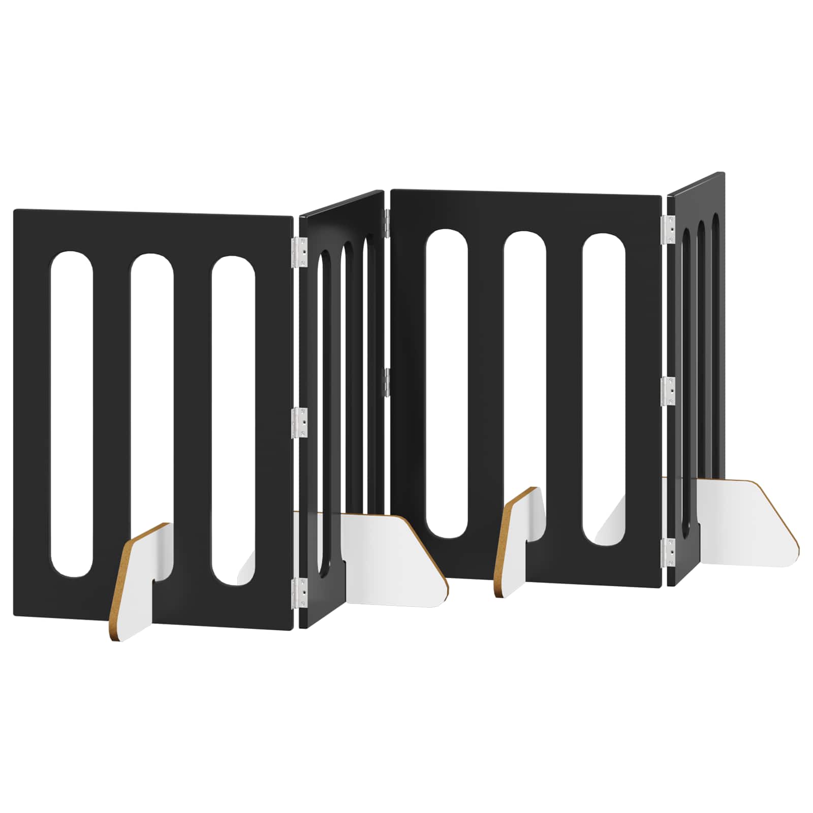 Opvouwbaar huisdierhek 4 pcs Zwarte Eik 201 x 38 x 70 cm is nu te koop bij PeponiXL, paradijselijk wonen!