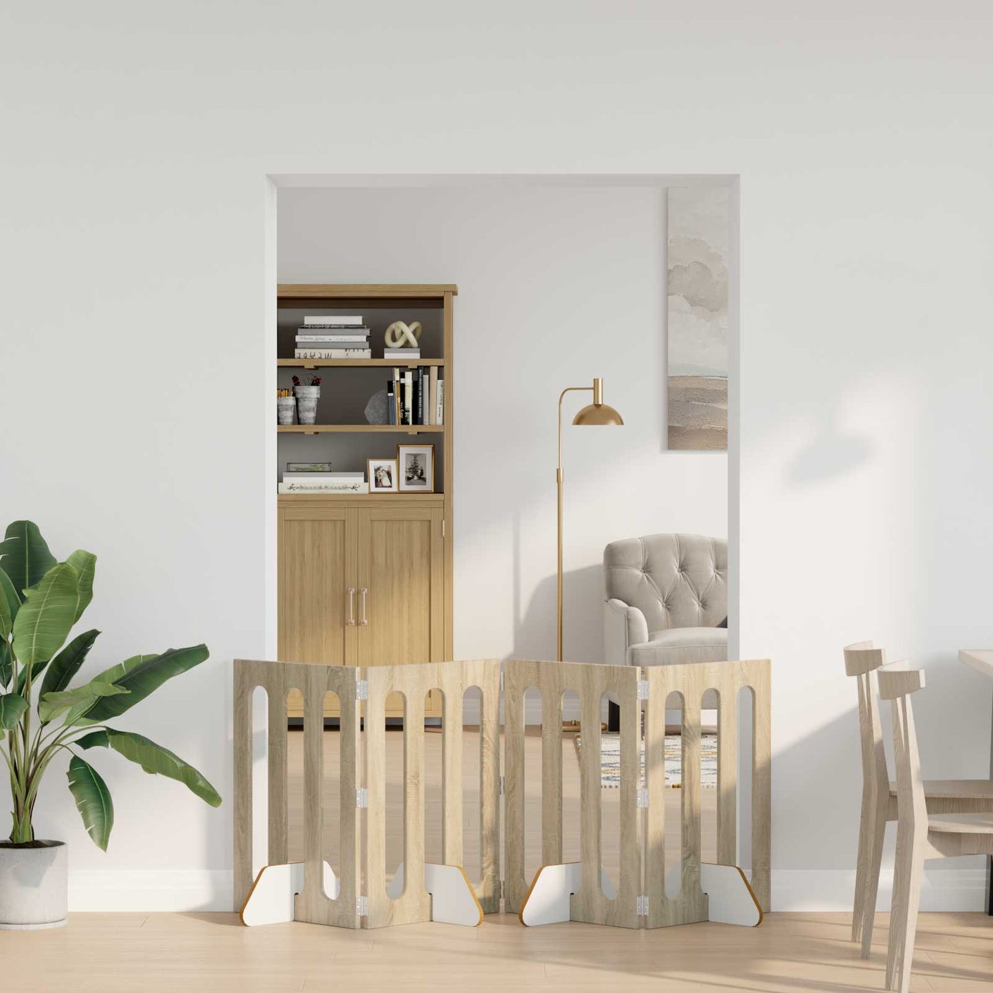 Opvouwbaar huisdierhek 4 pcs Sonoma Eiken 201 x 38 x 70 cm is nu te koop bij PeponiXL, paradijselijk wonen!