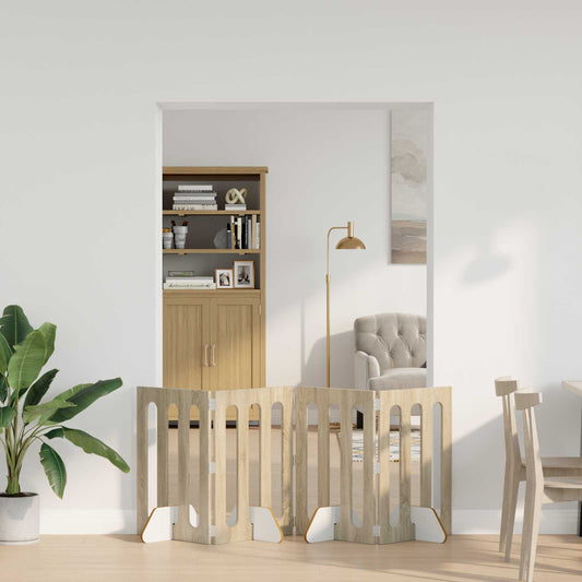 Opvouwbaar huisdierhek 4 pcs Sonoma Eiken 201 x 38 x 70 cm is nu te koop bij PeponiXL, paradijselijk wonen!