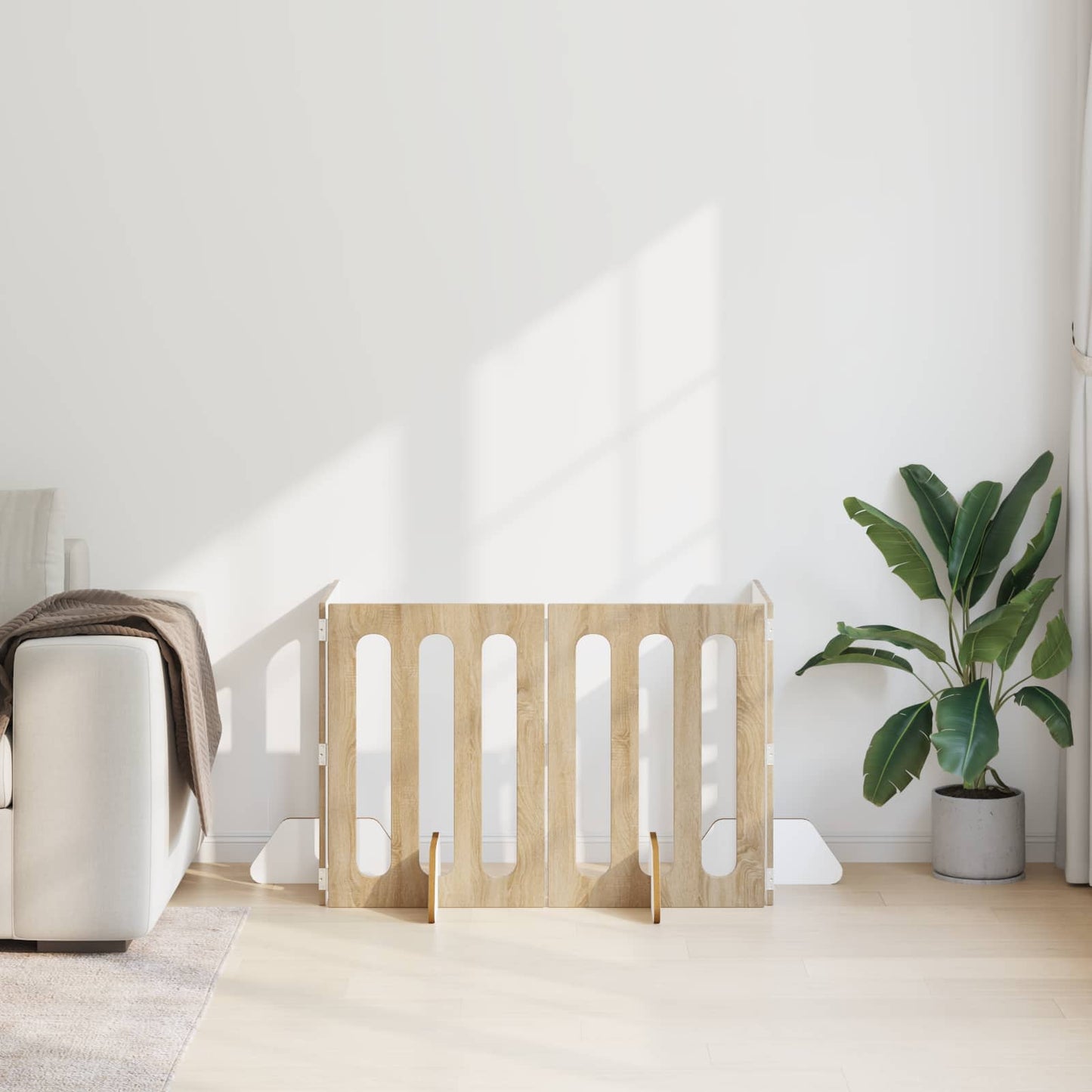 Opvouwbaar huisdierhek 4 pcs Sonoma Eiken 201 x 38 x 70 cm is nu te koop bij PeponiXL, paradijselijk wonen!
