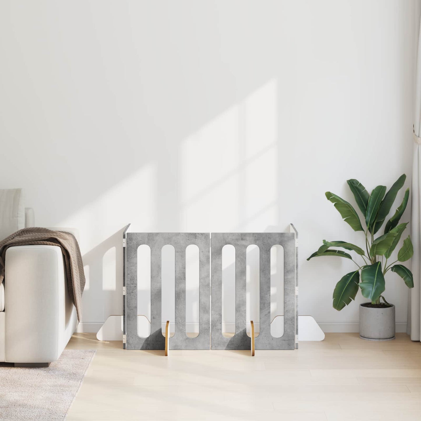 Opvouwbaar huisdierhek 4 pcs Beton Grijs 201 x 38 x 70 cm is nu te koop bij PeponiXL, paradijselijk wonen!