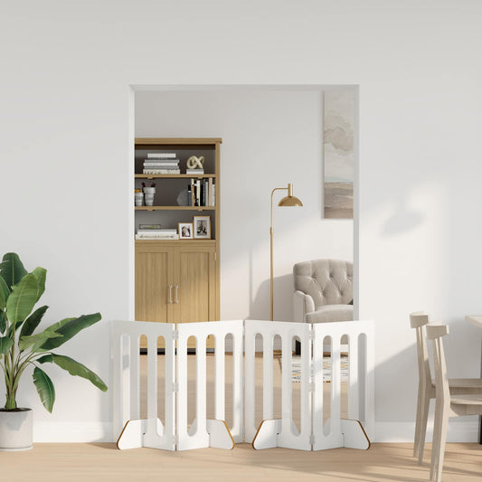 Opvouwbaar huisdierhek 4 pcs Hoogglans Wit 201 x 38 x 70 cm is nu te koop bij PeponiXL, paradijselijk wonen!